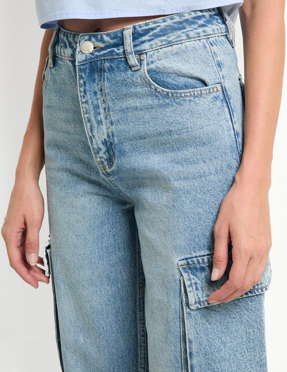 Jeans cargo amplio para mujer 5