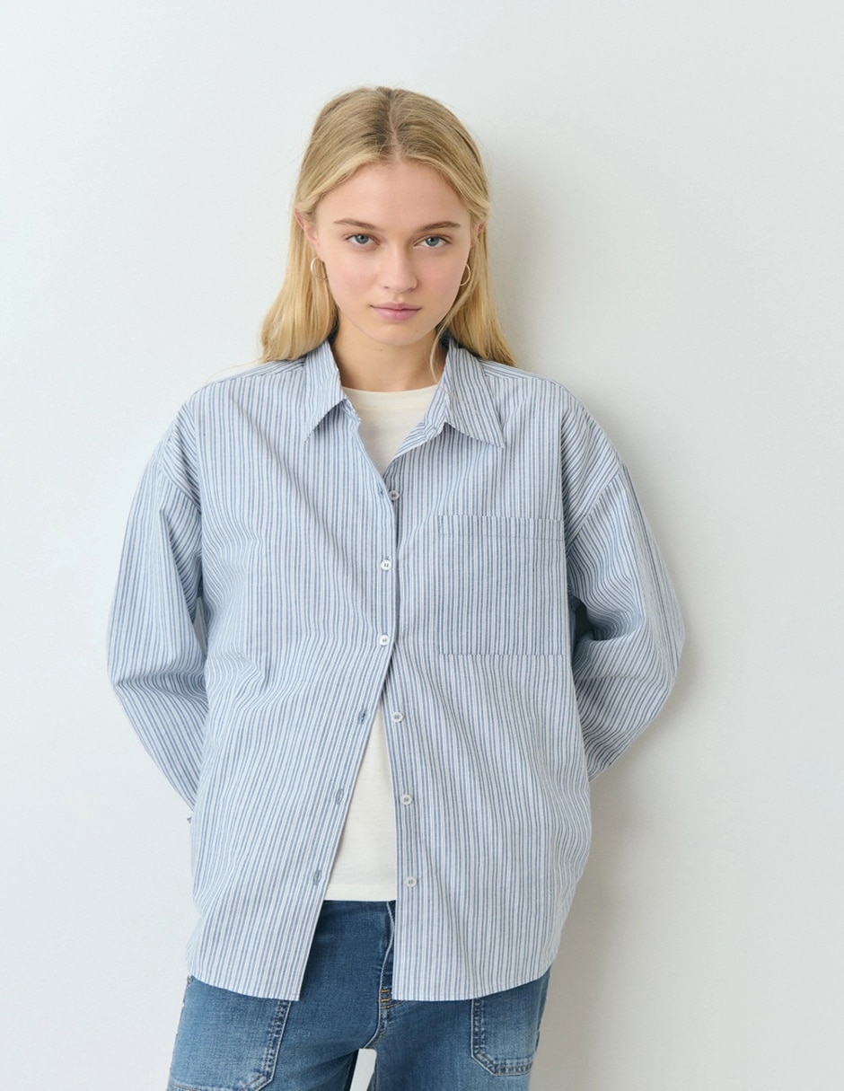 Blusa camisera manga larga para mujer