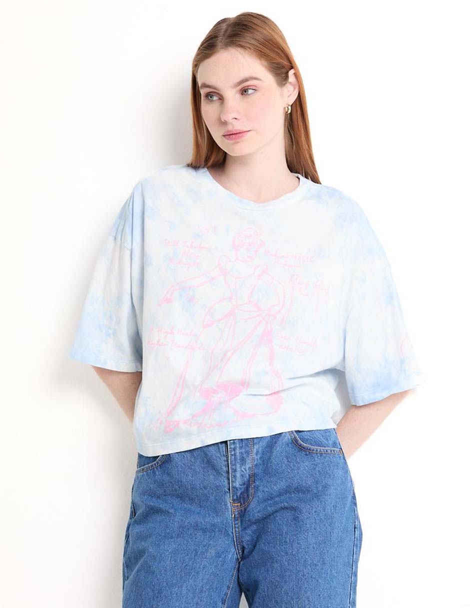 Playera manga corta Cenicienta cuello redondo para mujer Playera manga corta Cenicienta cuello redondo para mujer