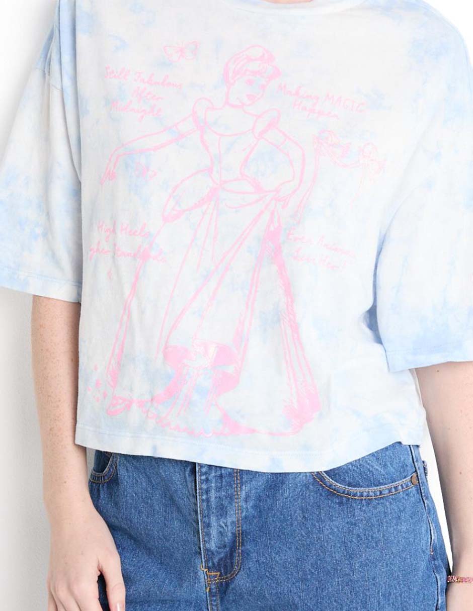 Playera manga corta Cenicienta cuello redondo para mujer 4