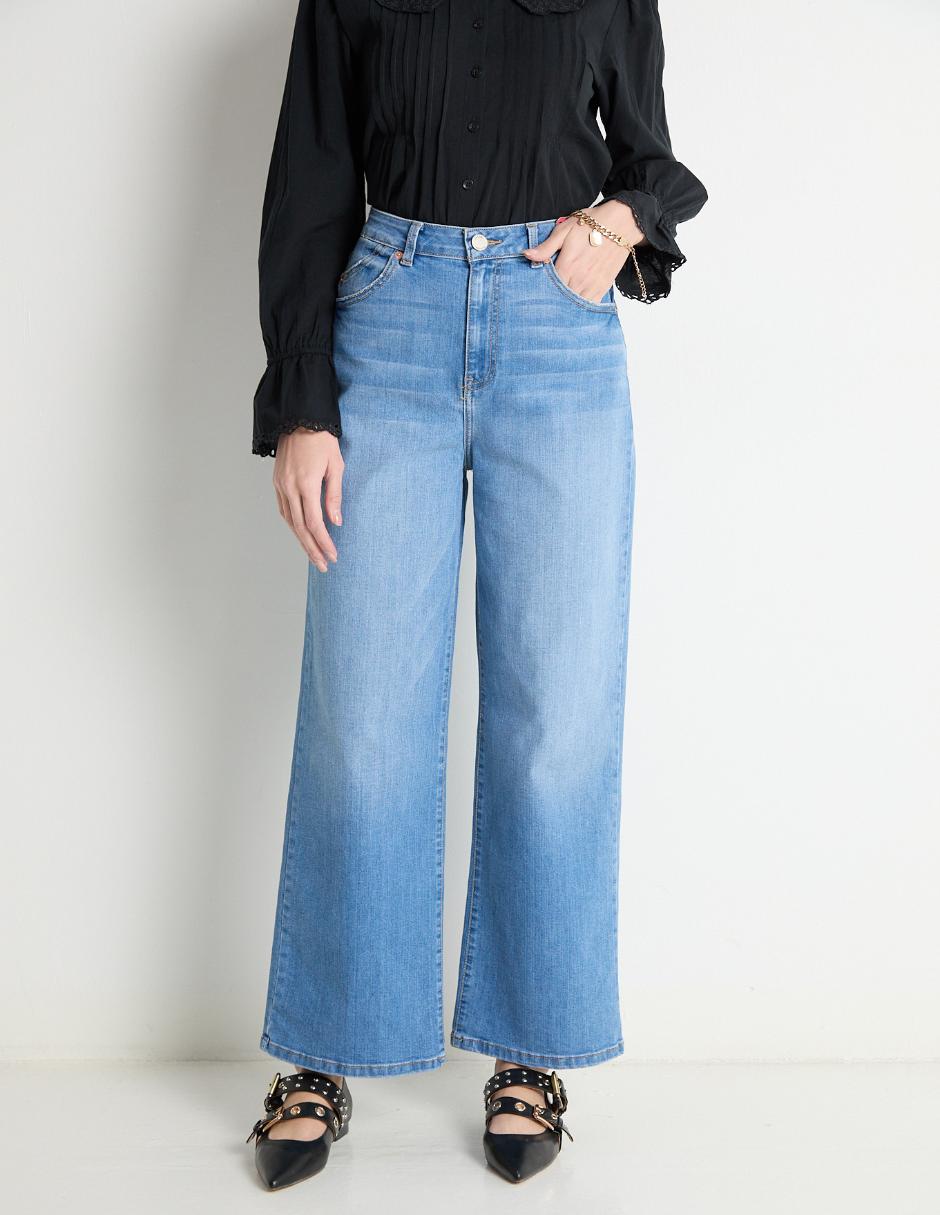 relaxed wide leg corte cintura para mujer
