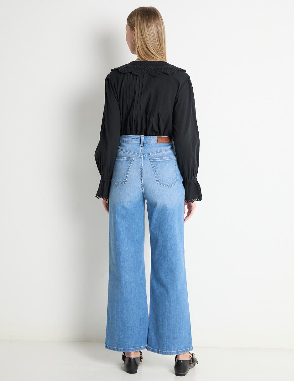 relaxed wide leg corte cintura para mujer 2
