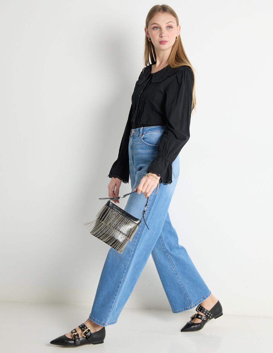 relaxed wide leg corte cintura para mujer 3