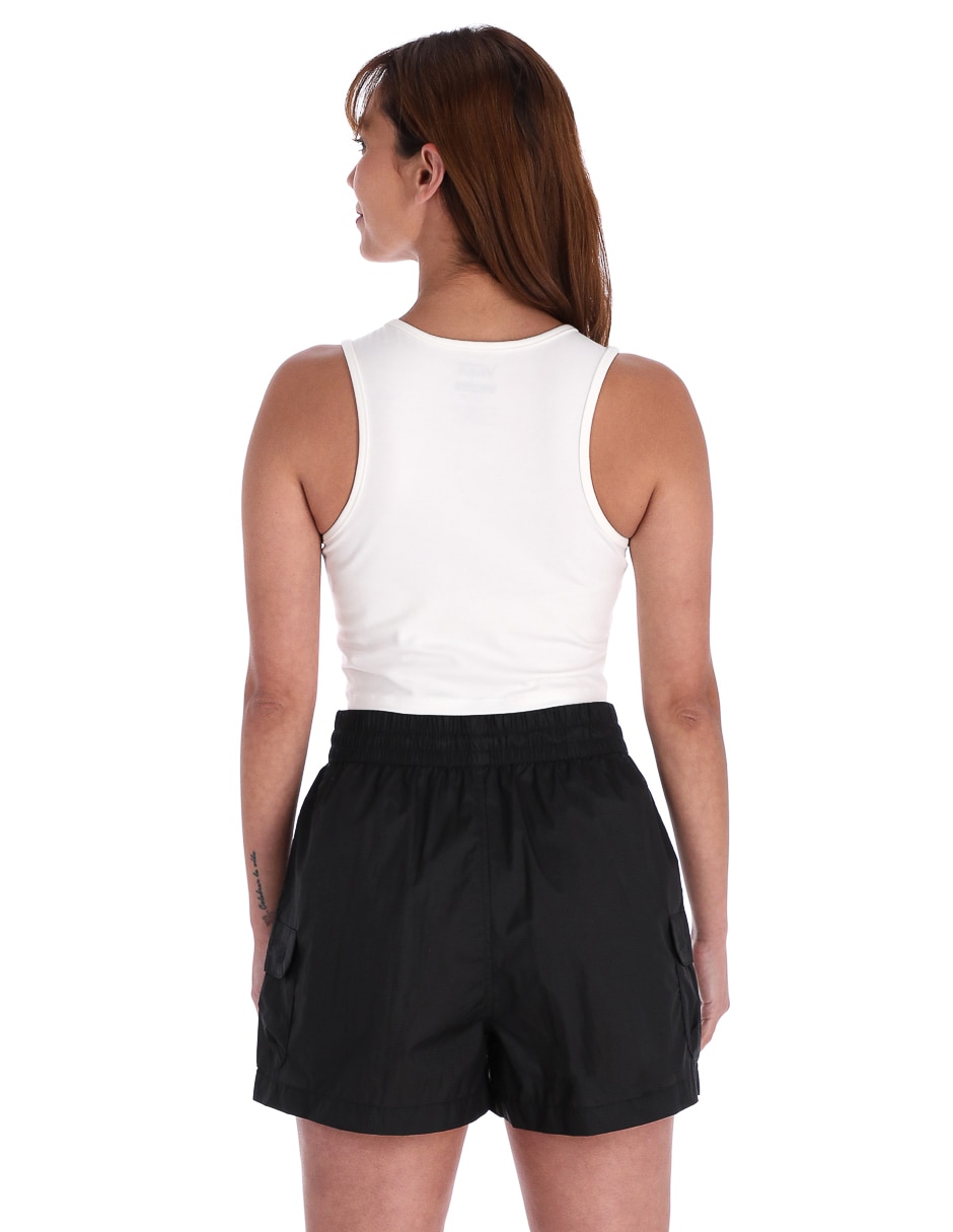 Playera manga corta Check Wash Fitted Crop Tank cuello redondo para mujer