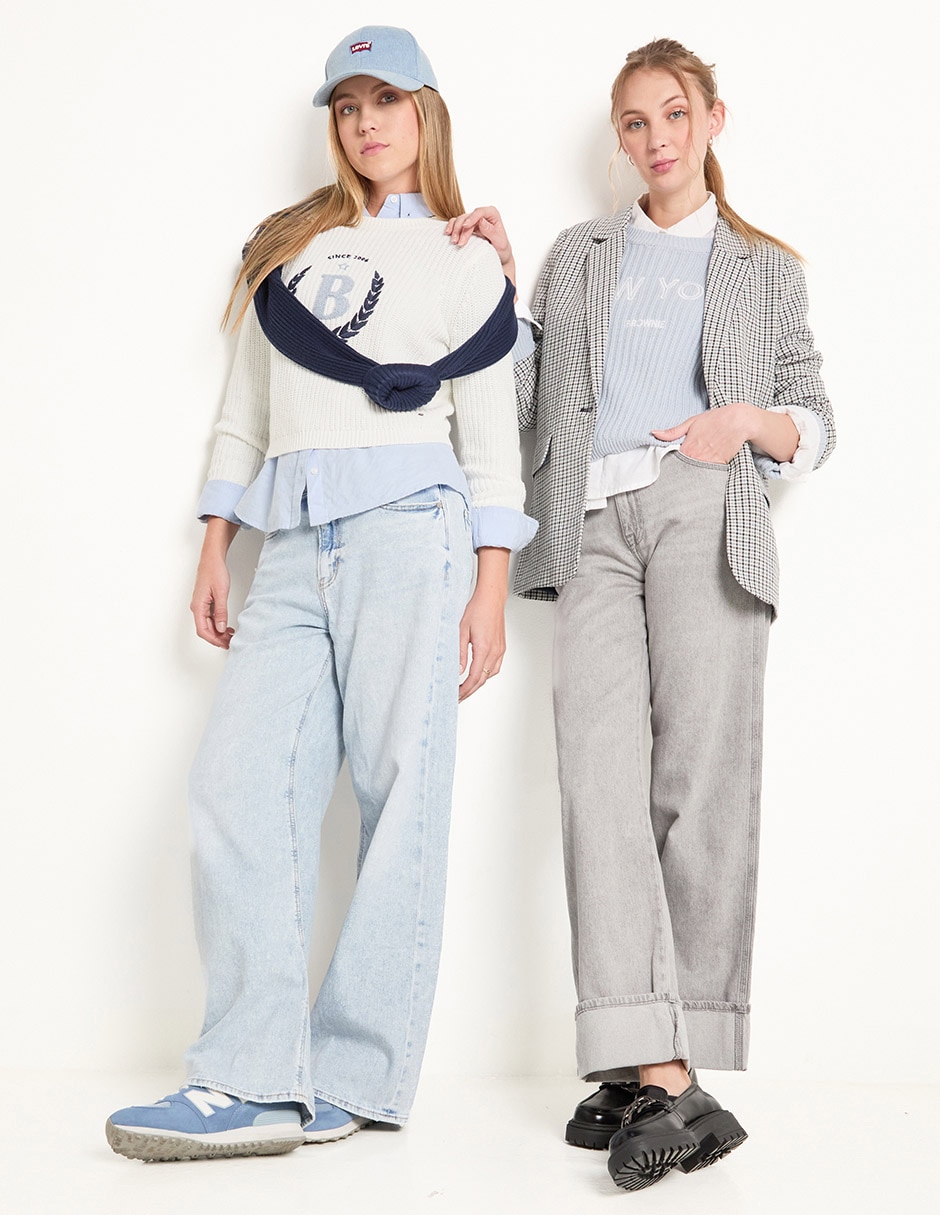 Jeans baggy corte cintura para mujer 3
