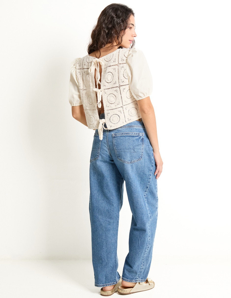 Jeans wide leg corte cintura para mujer 2