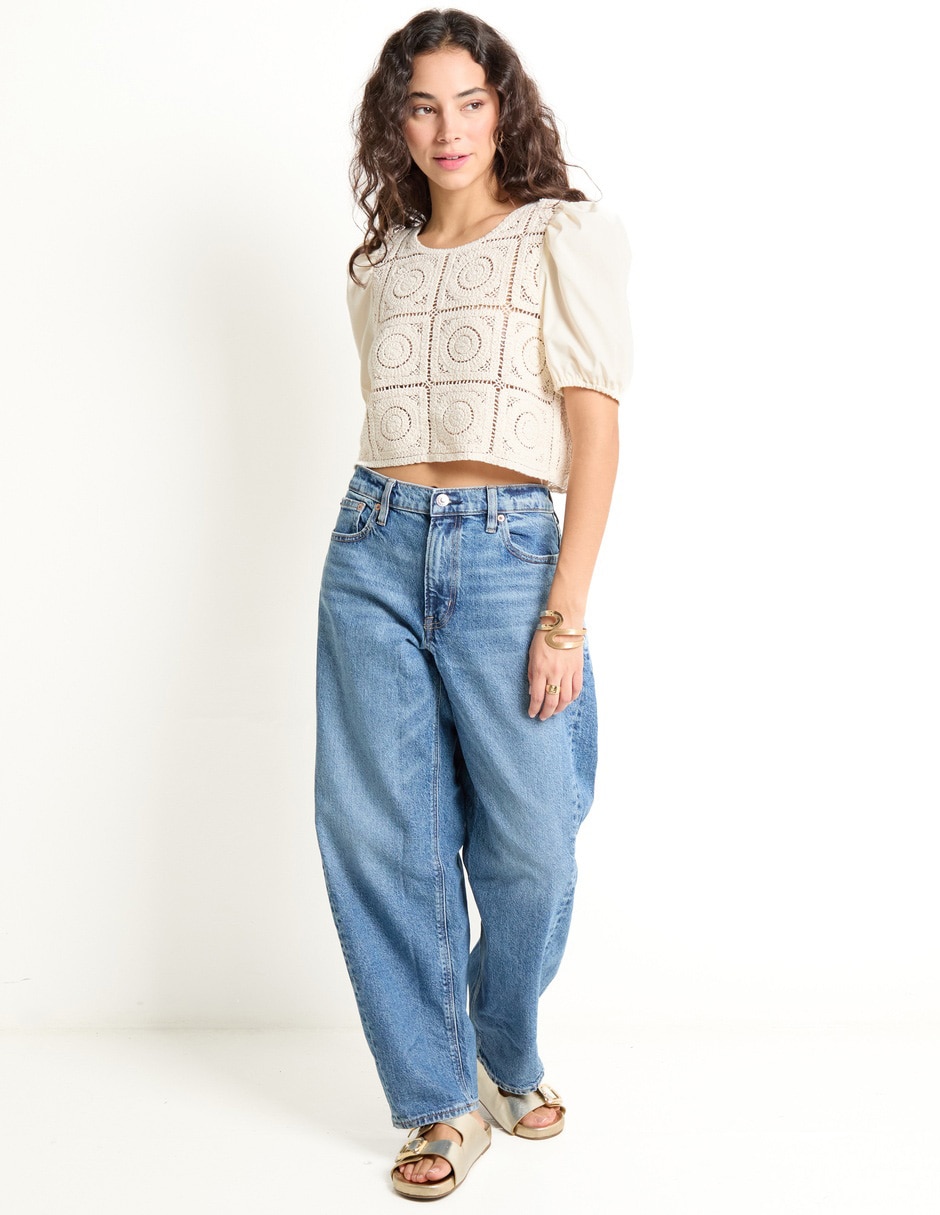 Jeans wide leg corte cintura para mujer 3