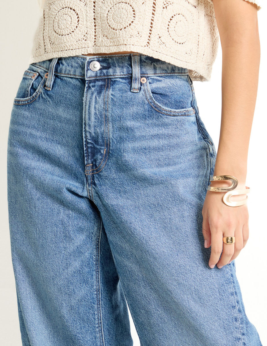 Jeans wide leg corte cintura para mujer 4