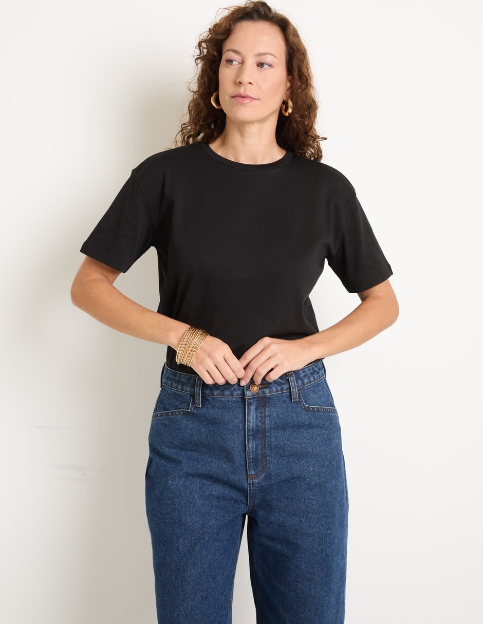 Playera manga corta cuello redondo para mujer Playera manga corta cuello redondo para mujer