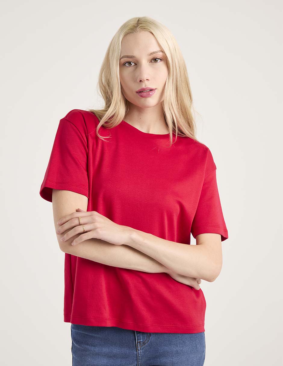 Playera manga corta cuello redondo para mujer Playera manga corta cuello redondo para mujer