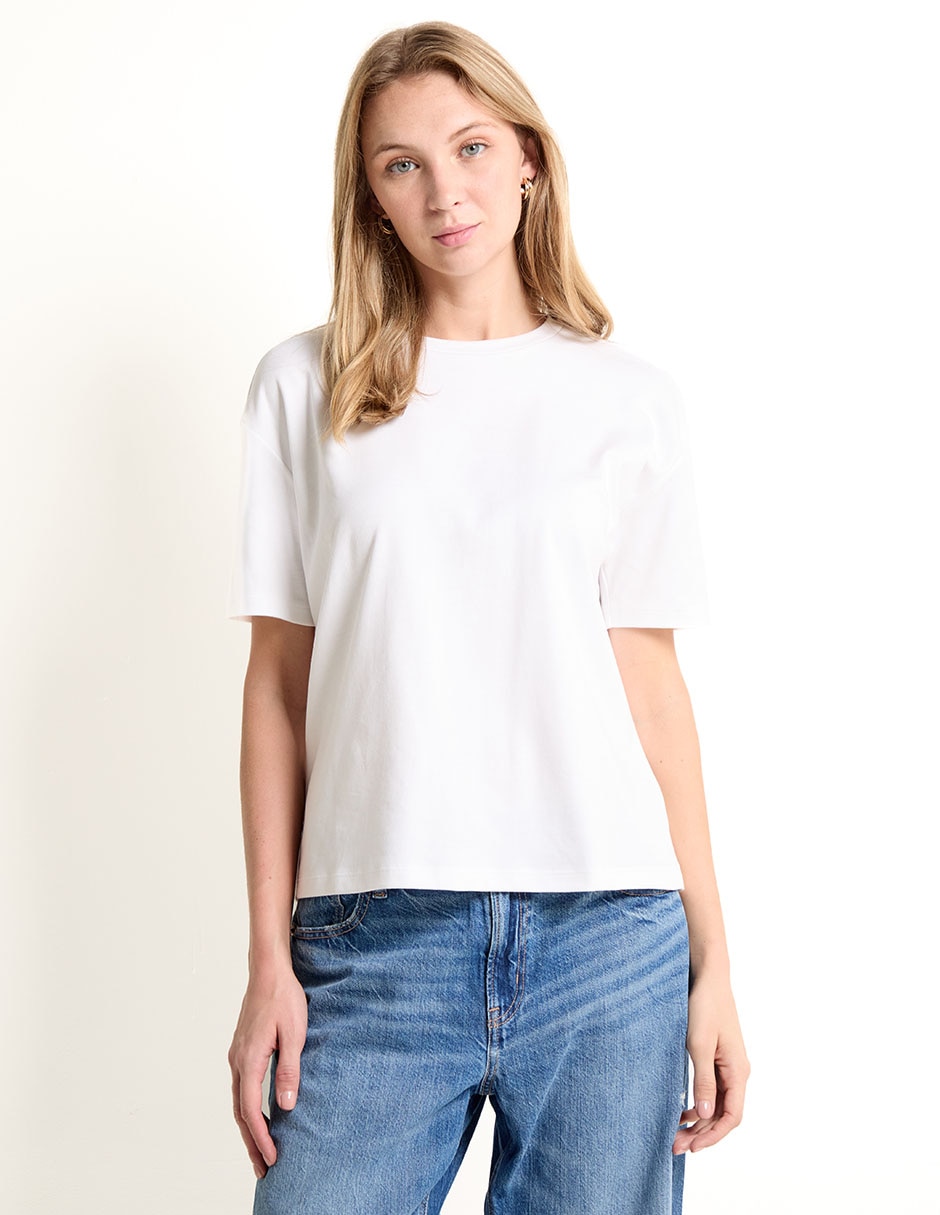 Playera manga corta cuello redondo para mujer