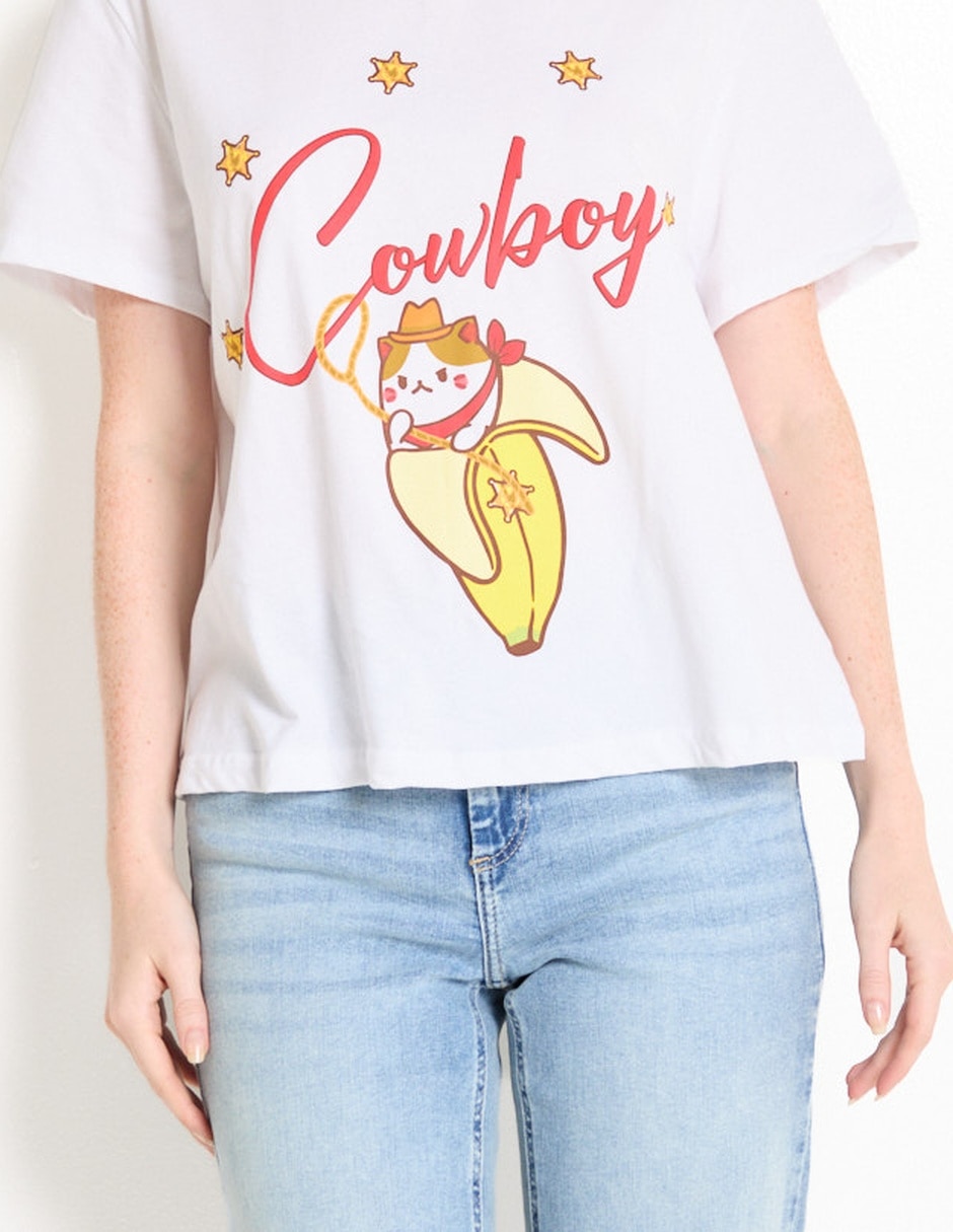 Playera manga corta Cowboy cuello redondo para mujer 5