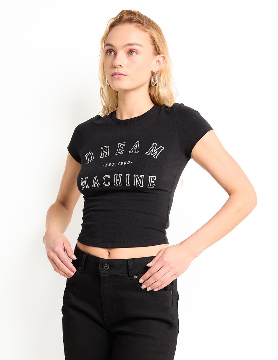 Playera manga corta cuello redondo para mujer