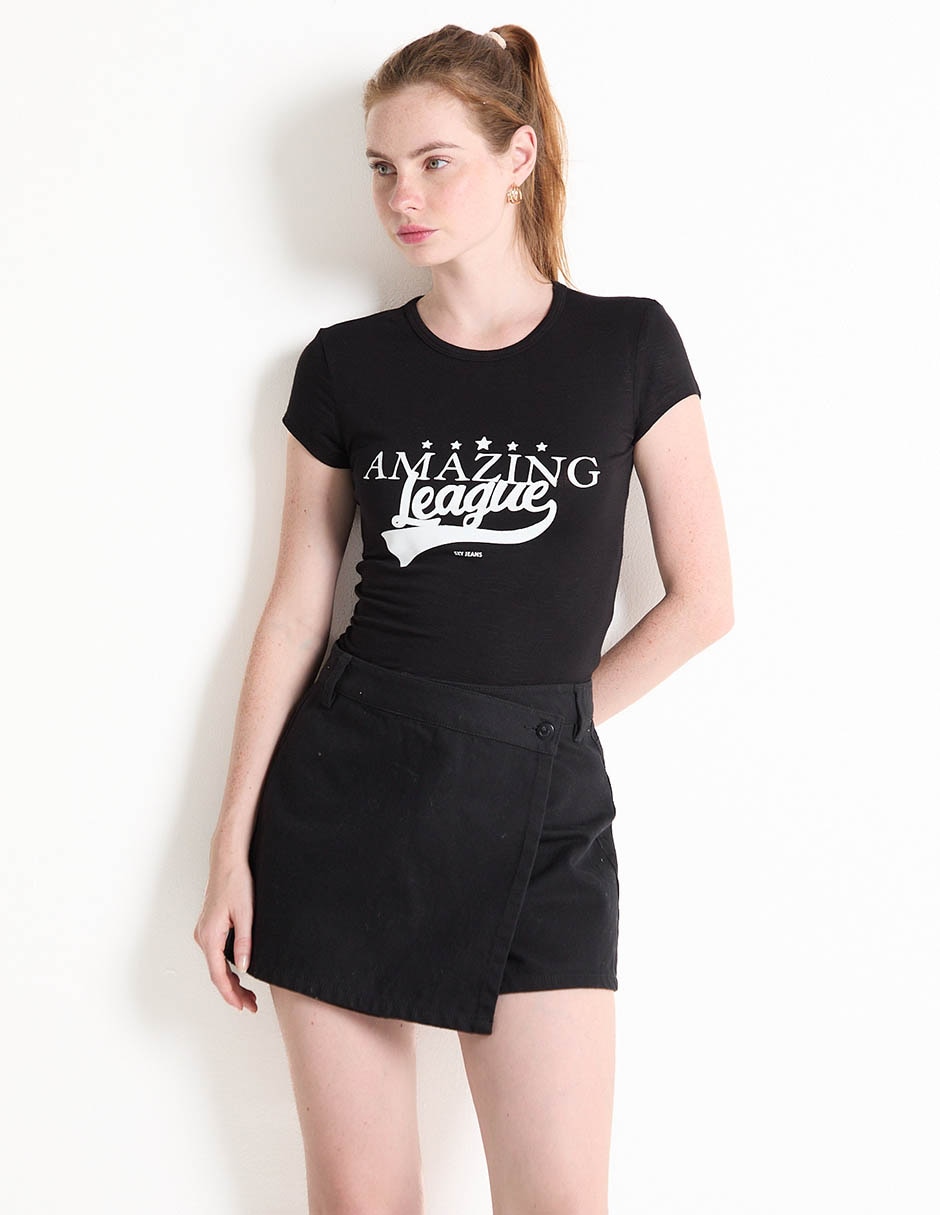 Playera manga corta cuello redondo para mujer
