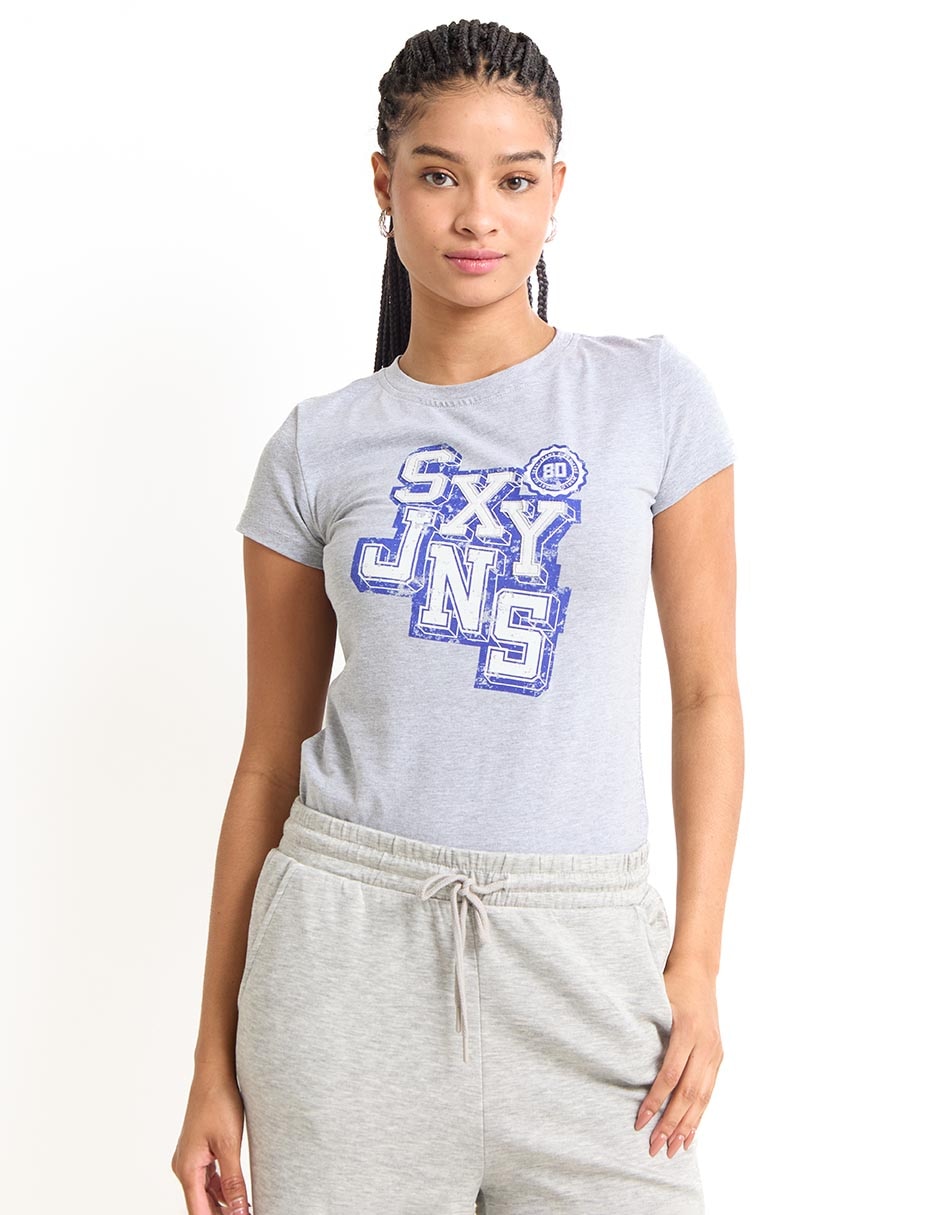 Playera manga corta cuello redondo para mujer Playera manga corta cuello redondo para mujer