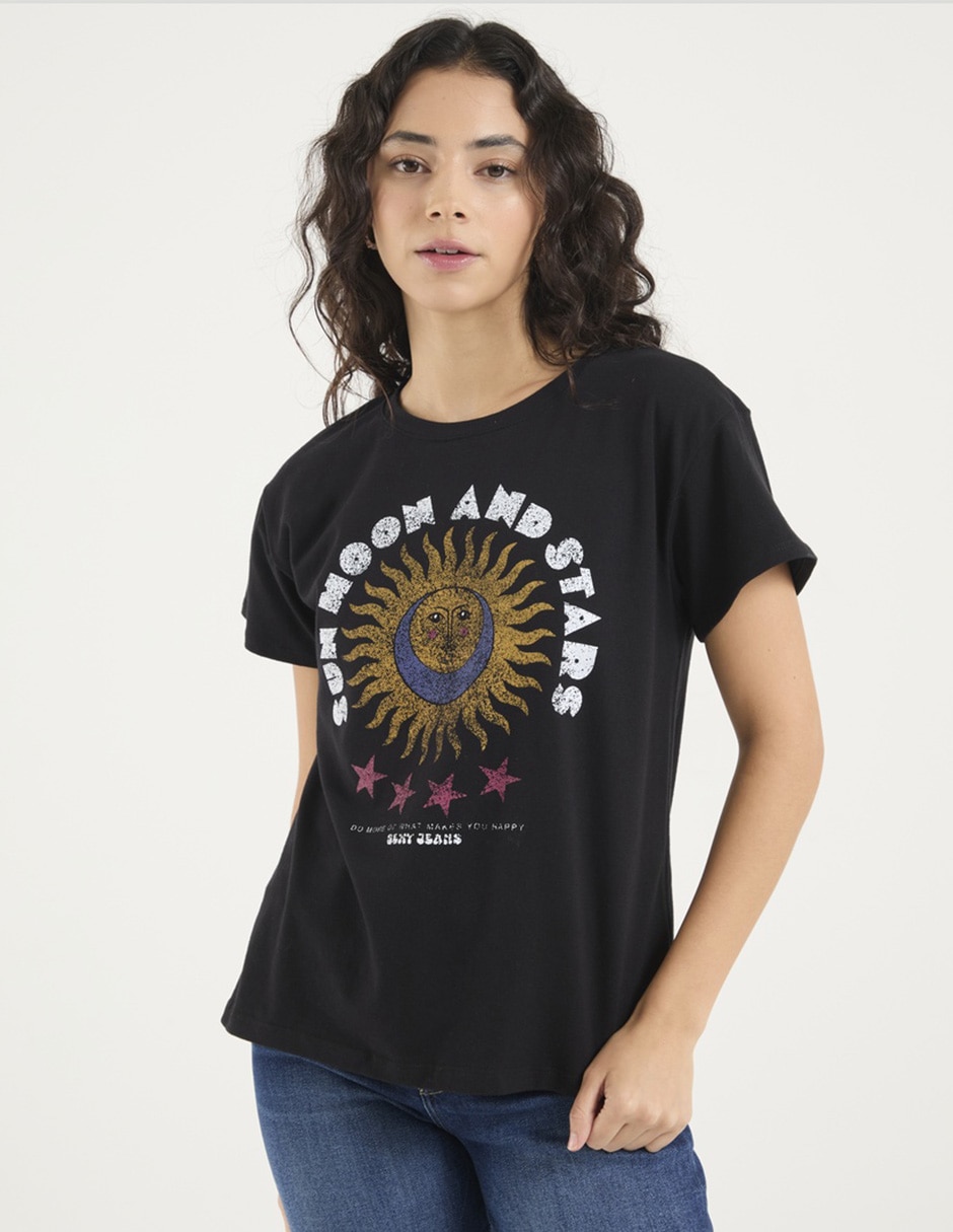 Playera manga corta cuello redondo para mujer