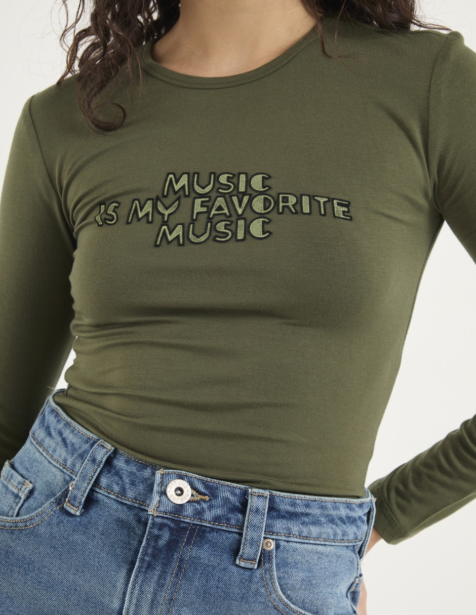 Playera manga larga cuello redondo para mujer 4