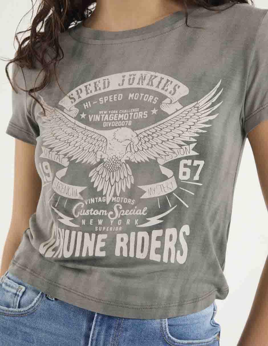 Playera manga corta cuello redondo para mujer 4