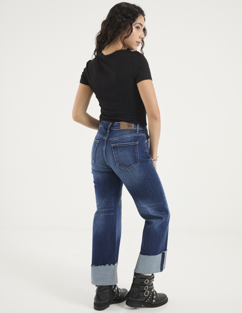 Jeans straight SXYJM029 corte cintura alta para mujer 2