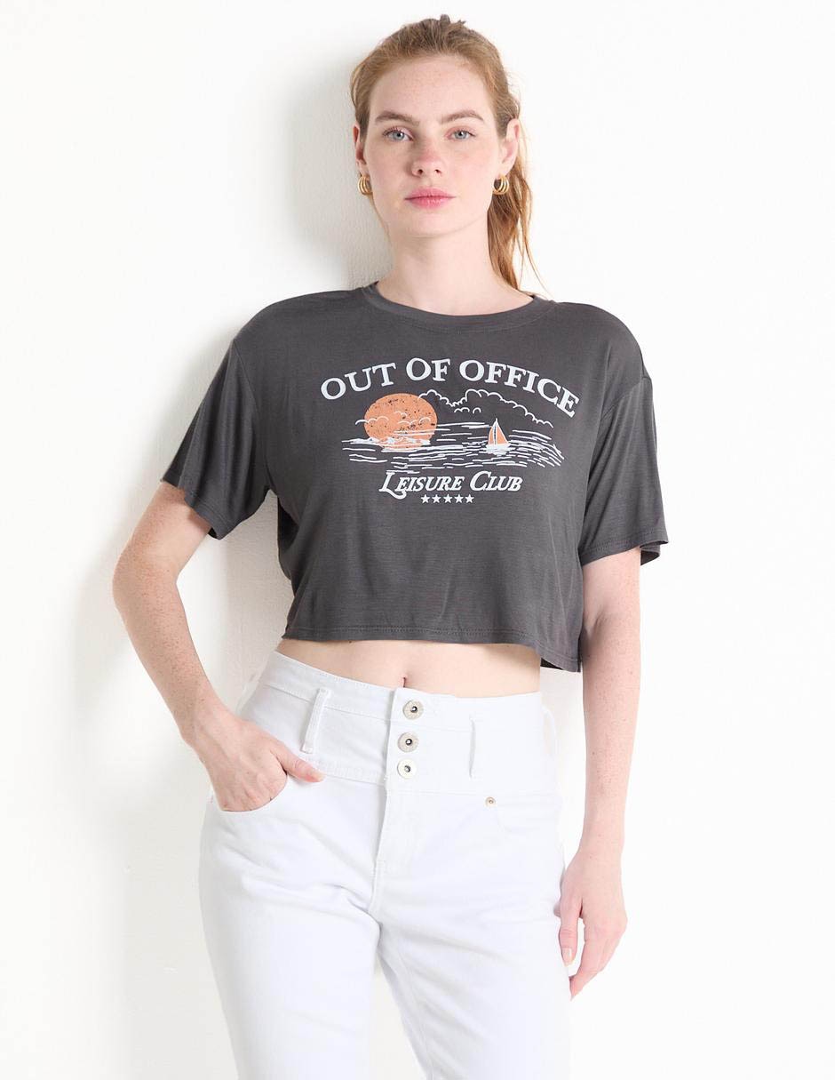 Playera manga corta cuello redondo para mujer