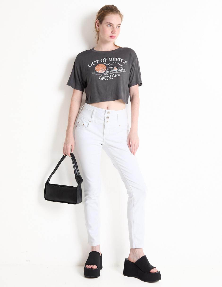 Jeans skinny corte cintura para mujer 3