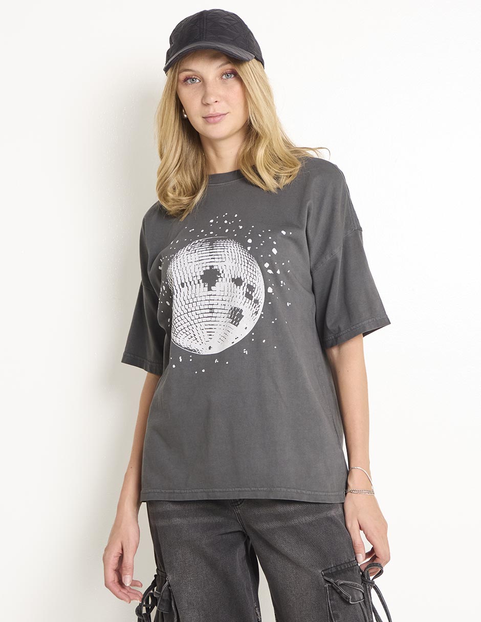 Playera manga corta cuello redondo para mujer