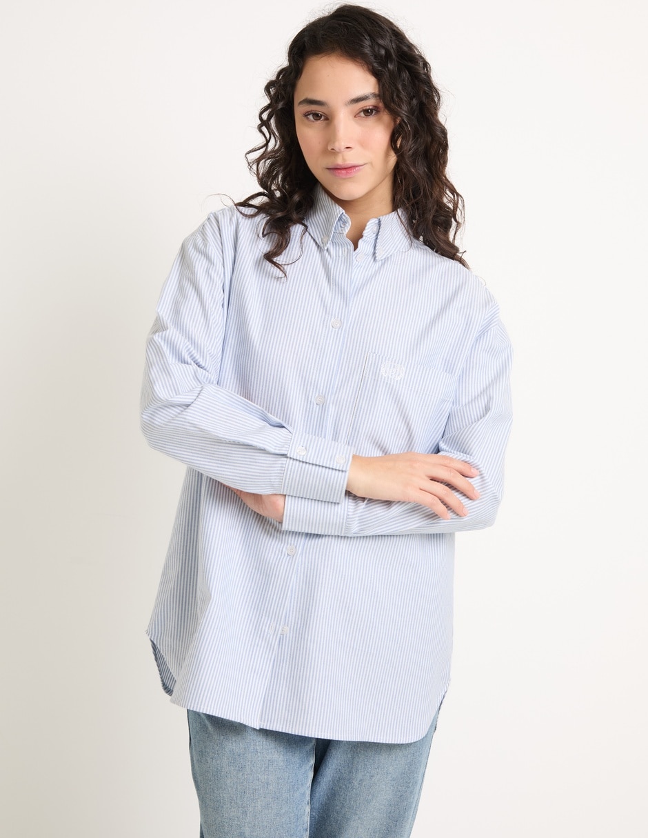 Blusa camisera manga larga para mujer