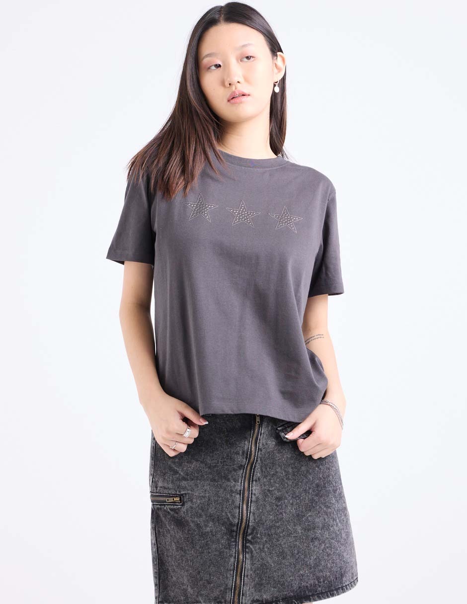 Playera manga corta cuello redondo para mujer