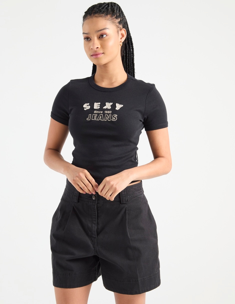 Playera manga corta cuello redondo para mujer Playera manga corta cuello redondo para mujer