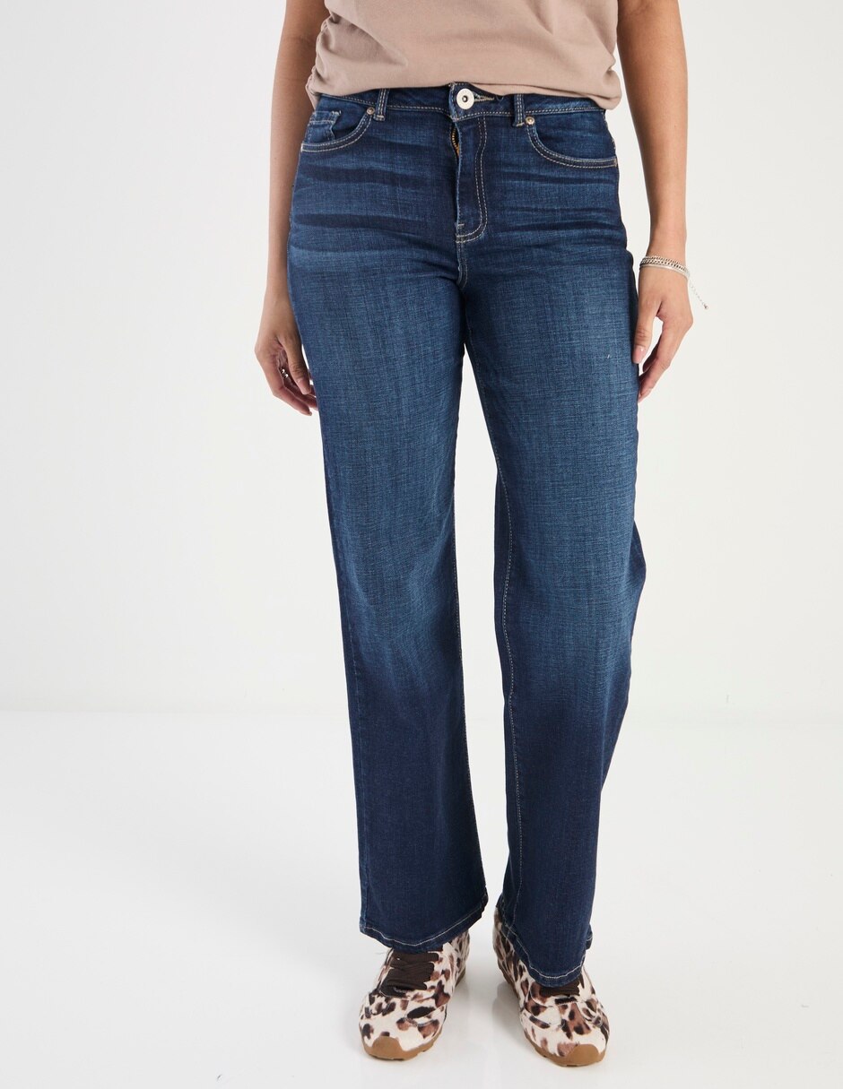 Jeans flare corte cintura para mujer