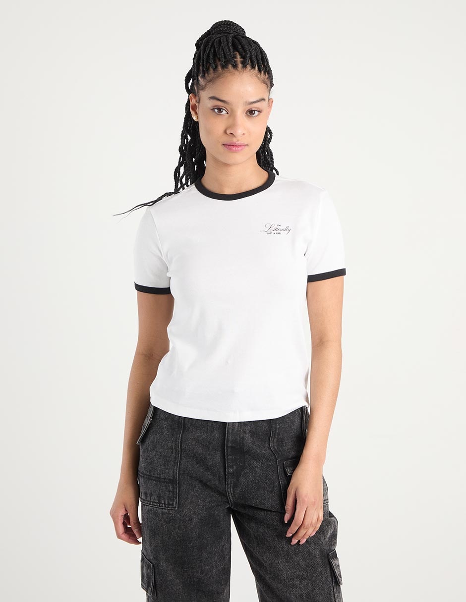 Playera manga corta cuello redondo para mujer
