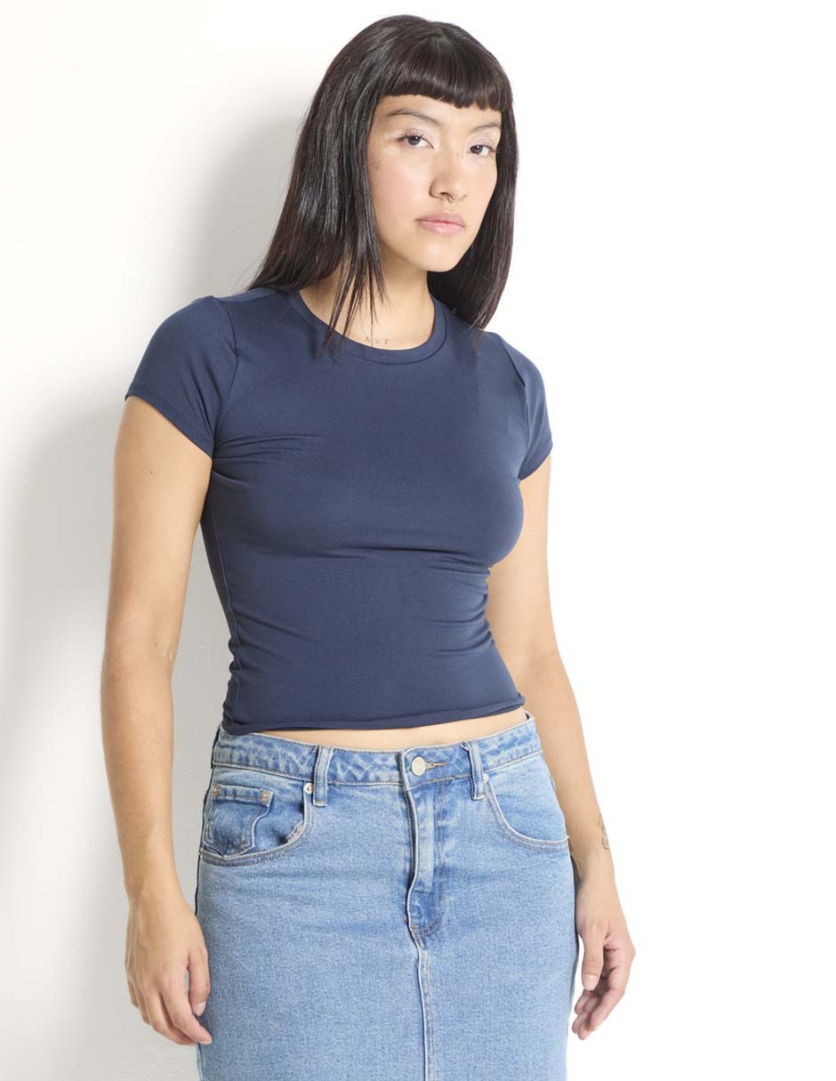 Playera manga corta cuello redondo para mujer Playera manga corta cuello redondo para mujer