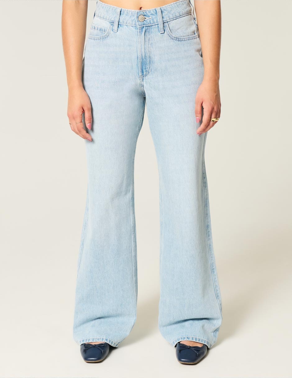 Jeans regular baggy KI355-5361-280 corte cintura alta para mujer