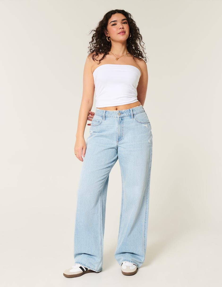 Jeans baggy corte cintura alta para mujer Jeans baggy corte cintura alta para mujer