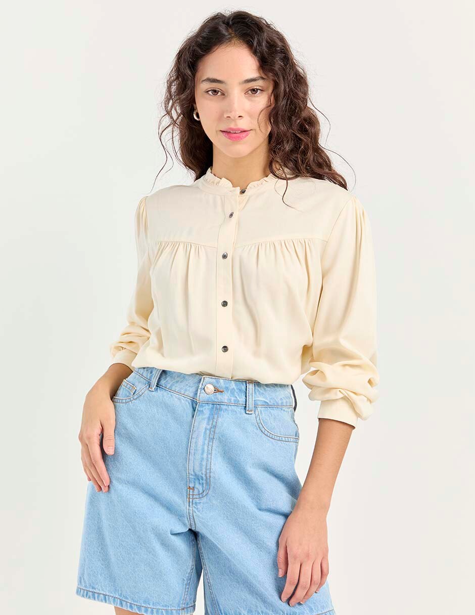 Blusa camisera That's It manga larga para mujer