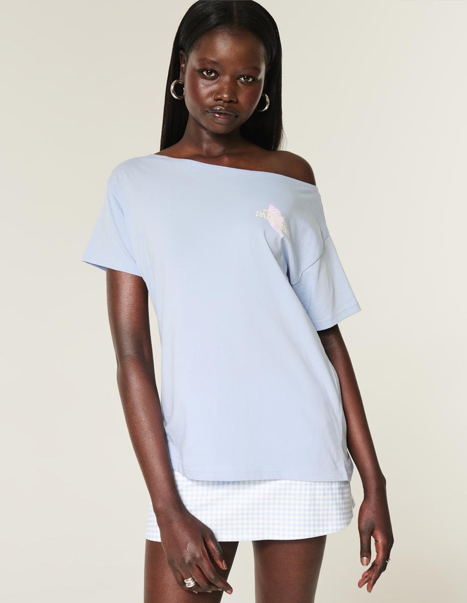 Playera manga corta cuello ojal para mujer