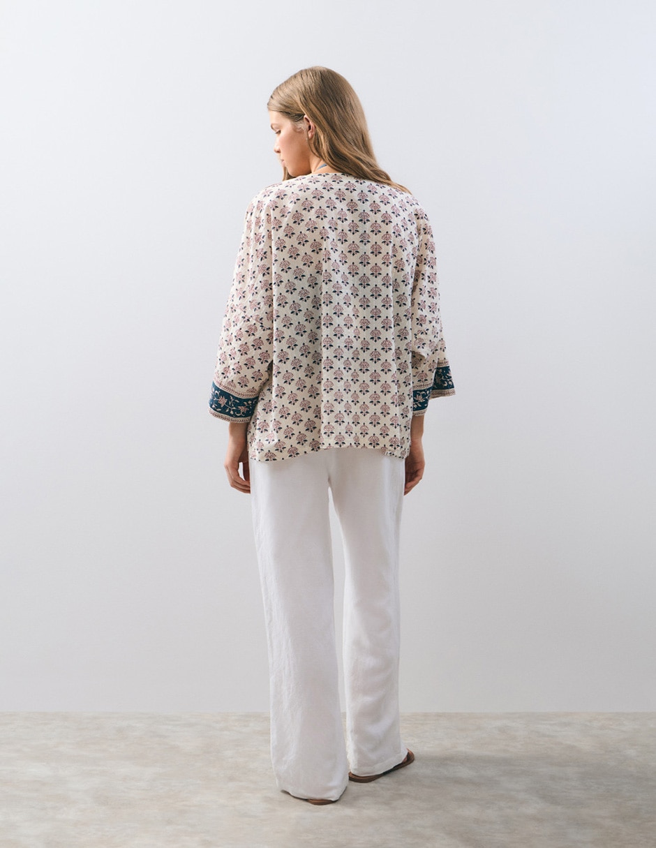 Blusa camisera manga 3/4 para mujer 5