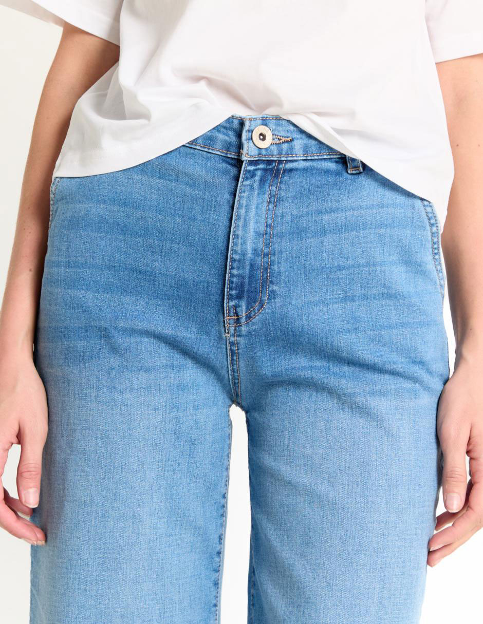 Jeans straight corte cadera para mujer 4