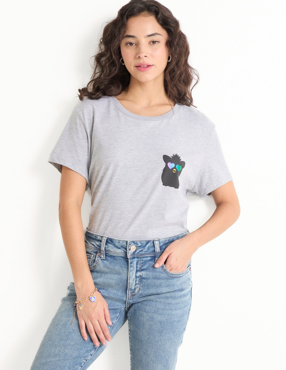 Playera manga corta Furby cuello redondo para mujer Playera manga corta Furby cuello redondo para mujer