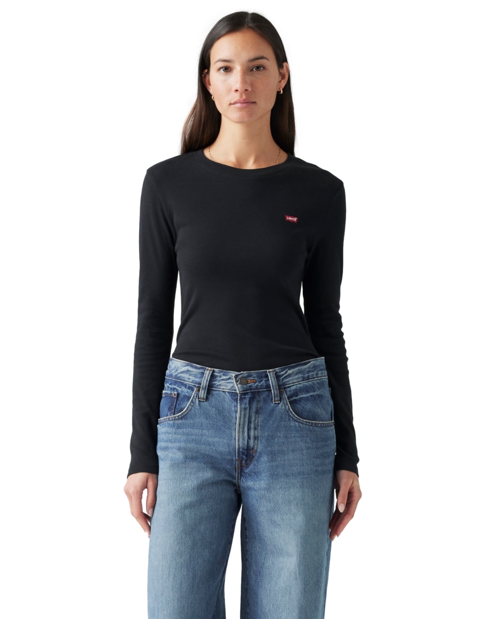 Playera manga larga Levi's cuello redondo para mujer