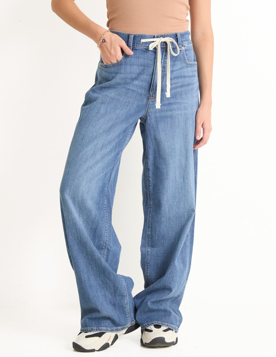 Jeans relaxed amplio corte cintura para mujer