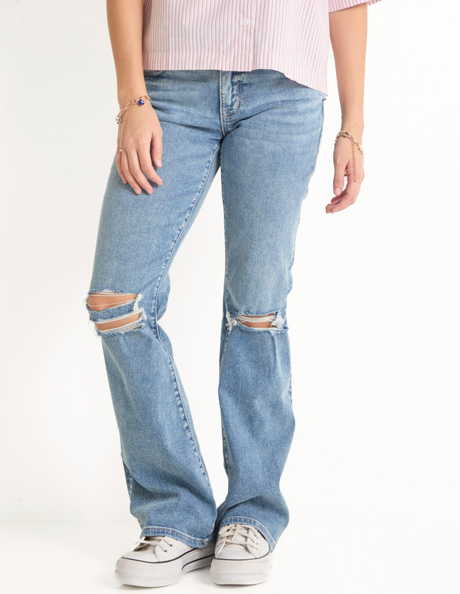 Jeans boot corte cintura para mujer