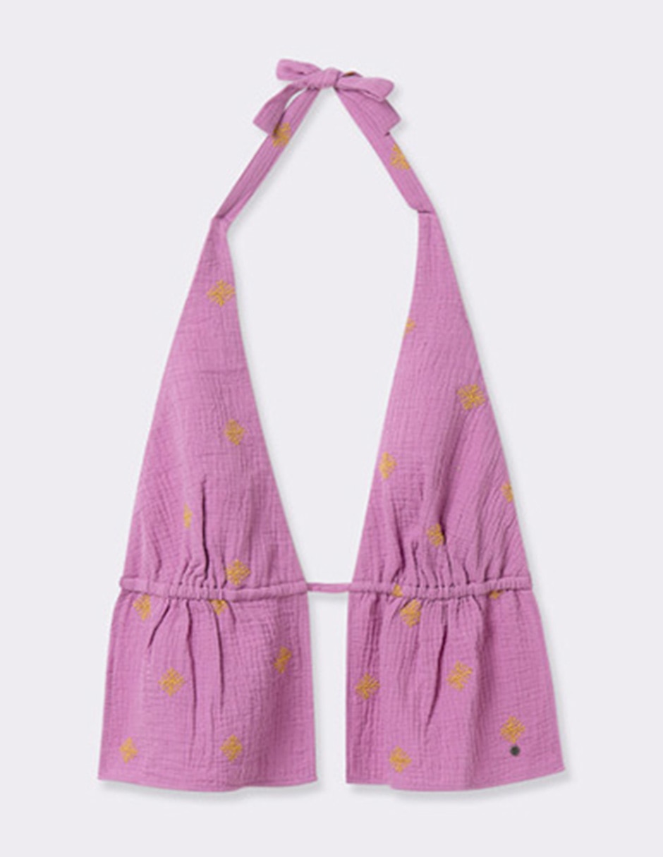 Top cuello halter escote V tirante delgado 5
