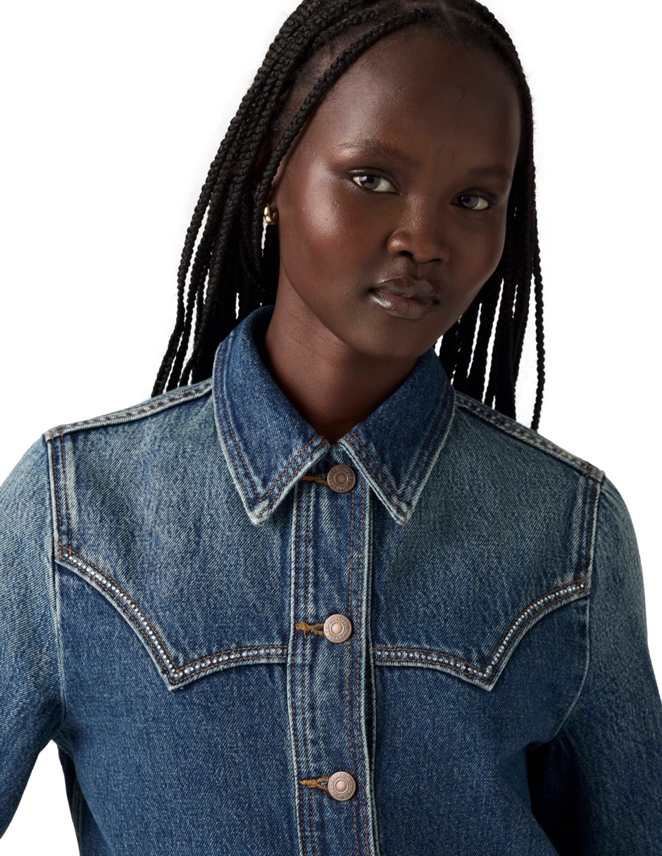 Chamarra denim de mezclilla para mujer 4