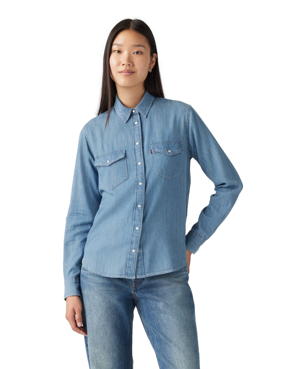 Camisa de algodón manga larga para mujer