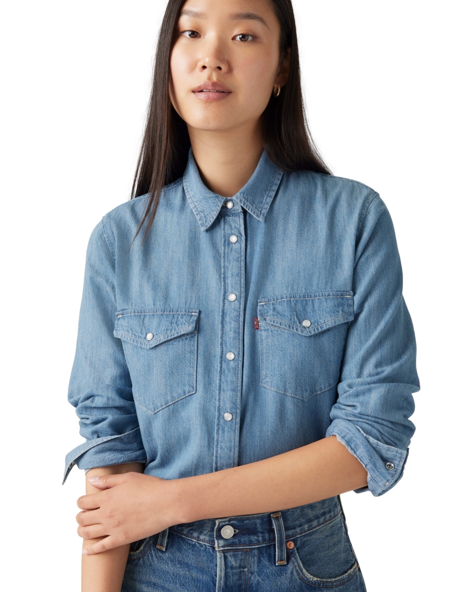 Camisa de algodón manga larga para mujer 6