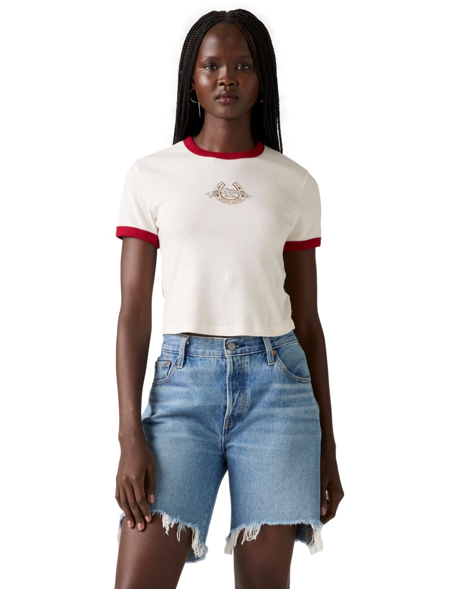 Playera manga corta cuello redondo para mujer Playera manga corta cuello redondo para mujer