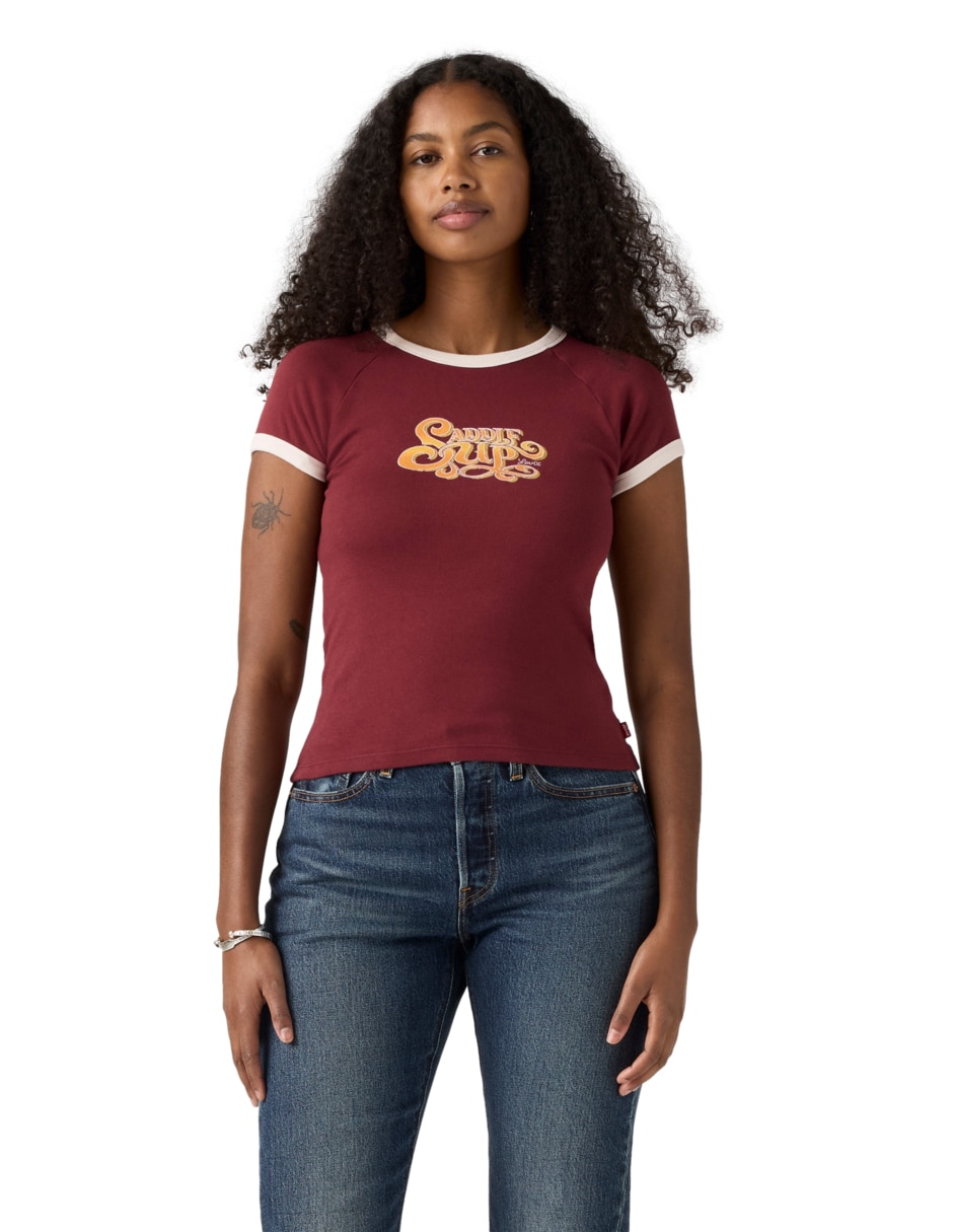 Playera manga corta cuello redondo para mujer