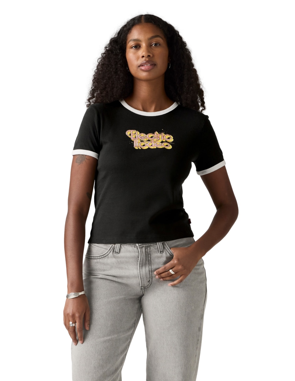 Playera manga corta cuello redondo para mujer