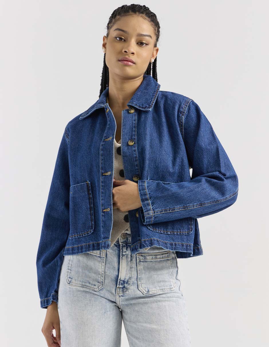 Chamarra casual de mezclilla para mujer